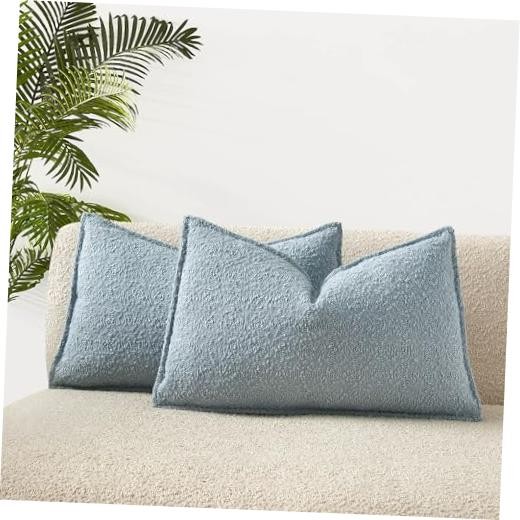 Decorative Pillow Covers 12x20 Set of 2 Throw 20" x 12" (Pack of 2) Light Blue