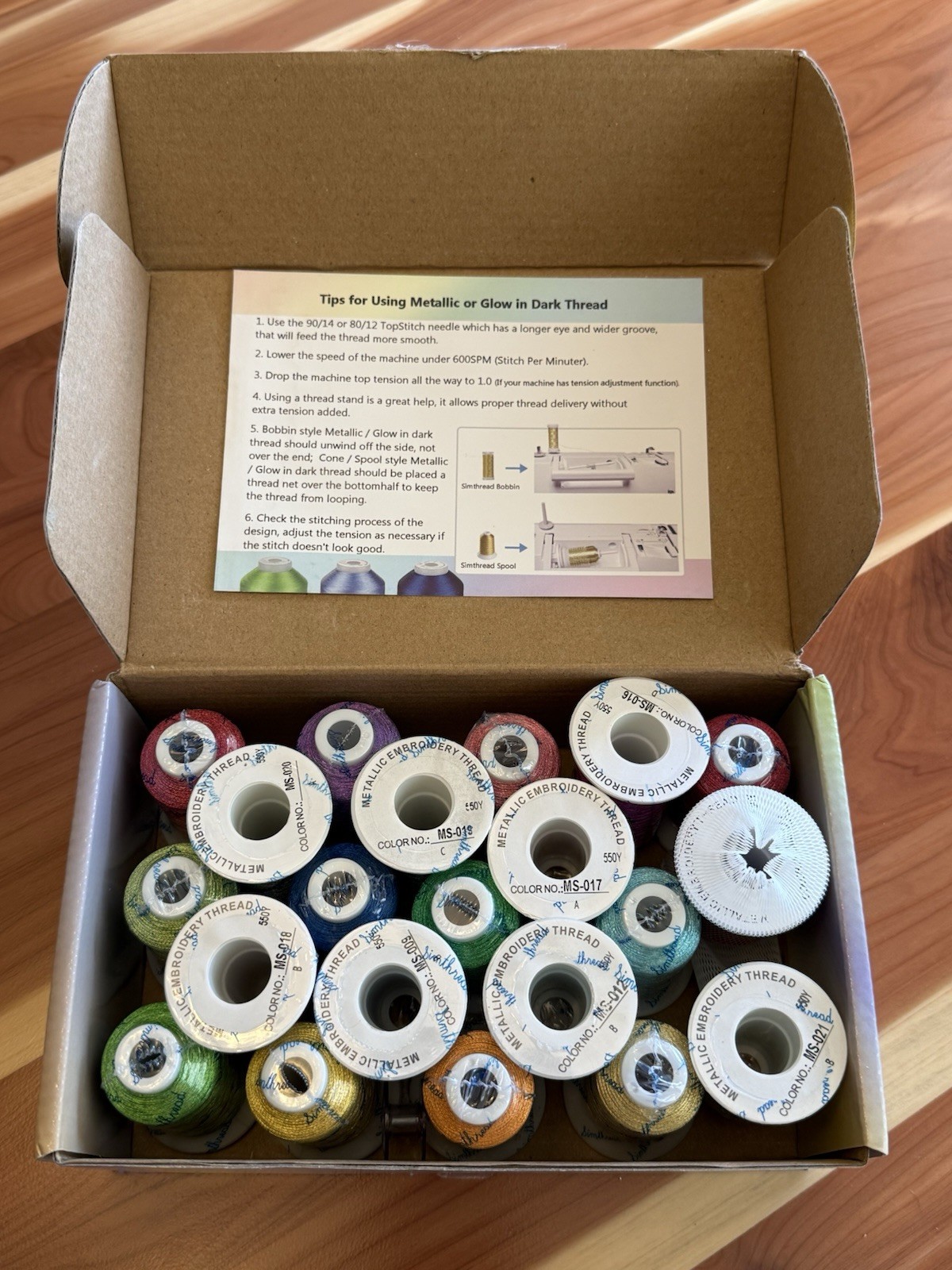 Simthread Metallic Embroidery Thread - 21 Spools Assorted Colors
