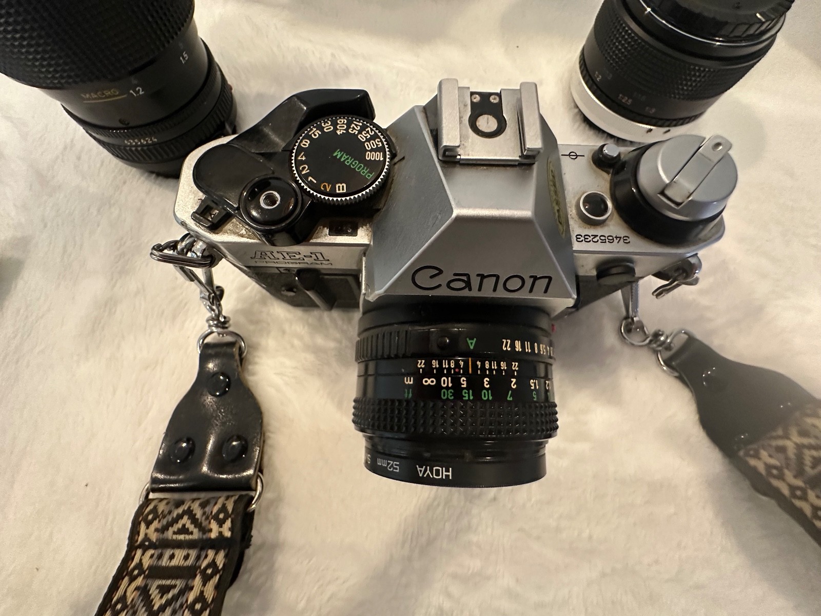 Canon AE-1 Program 35mm Film Camera with Extra Lenses Guidebook Strap