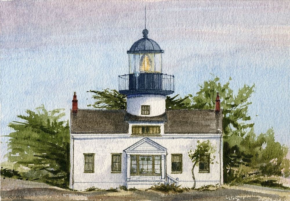 Point Pinos Lighthouse, Pacific Grove, Calif. Gerald Hill Watercolor Notecards