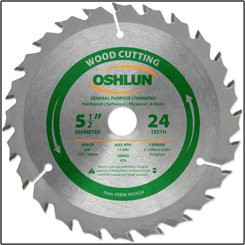 OSHLUN SBW-055024 - 5-1/2" x 24T General Purpose Circular Saw Blade