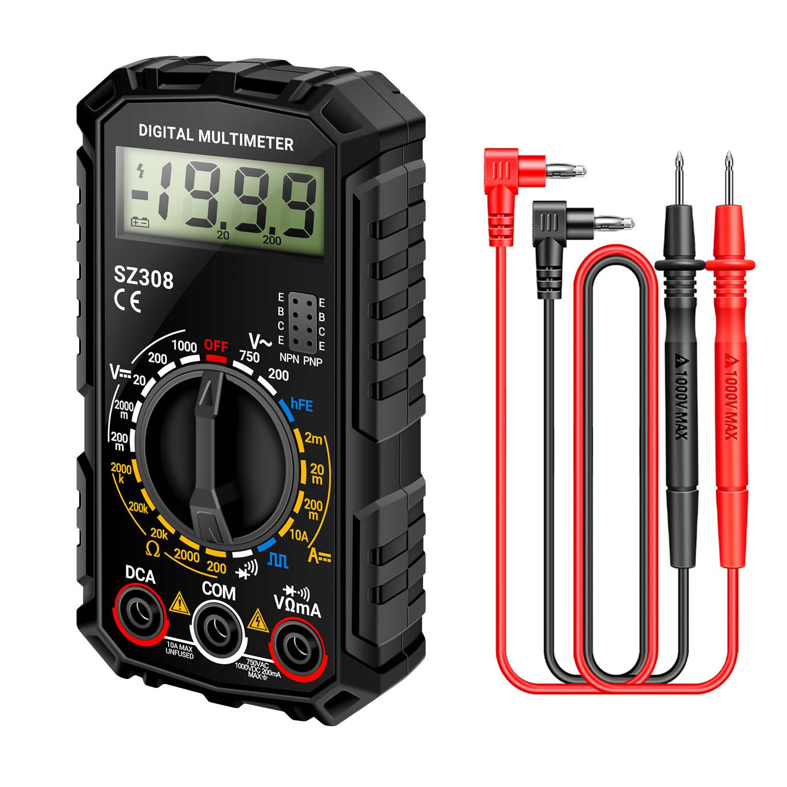 Digital Multimeter Voltmeter Ammeter Ohmmeter for AC DC Voltage Current Tester