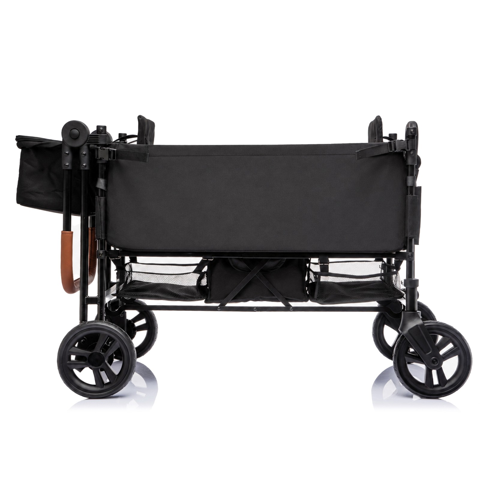 2 Kids Wagon Stroller, Adjustable Handle, 8" PU Wheels, Foldable Frame