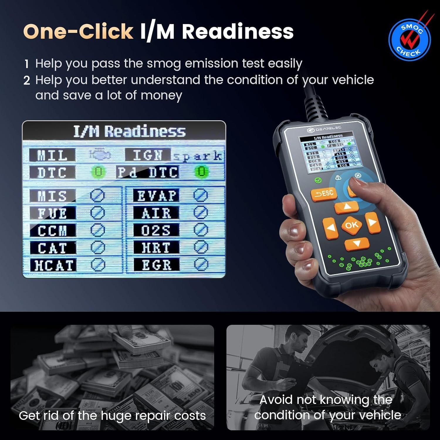 DT05 OBD2 Scanner Diagnostic Tool【Mini Size】, OBDⅡ/EOBD Scanner DT05-2 Black