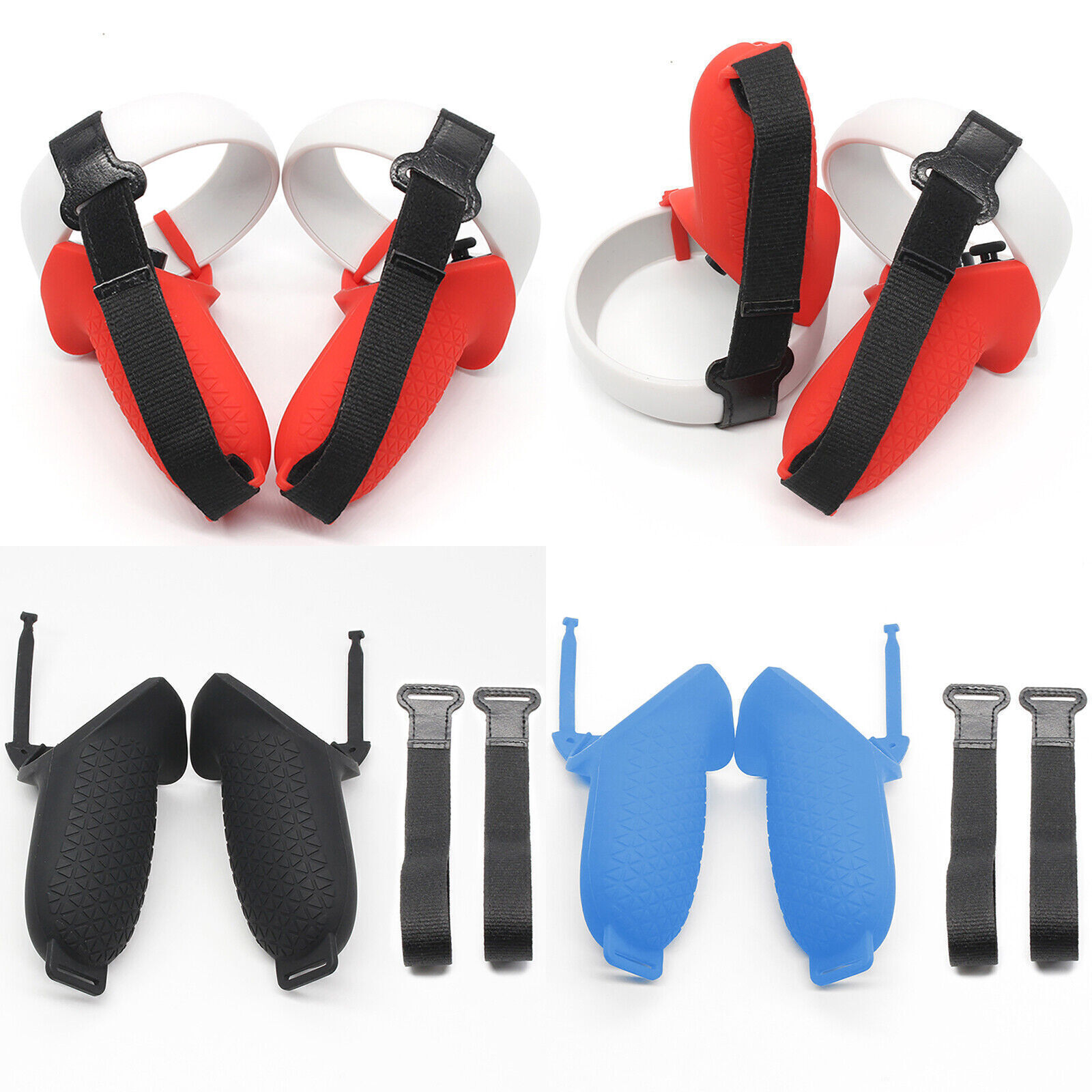 For Quest 2 Touch Controller Silicone Handle Sleeve Cover + Knuckle Grip Parts