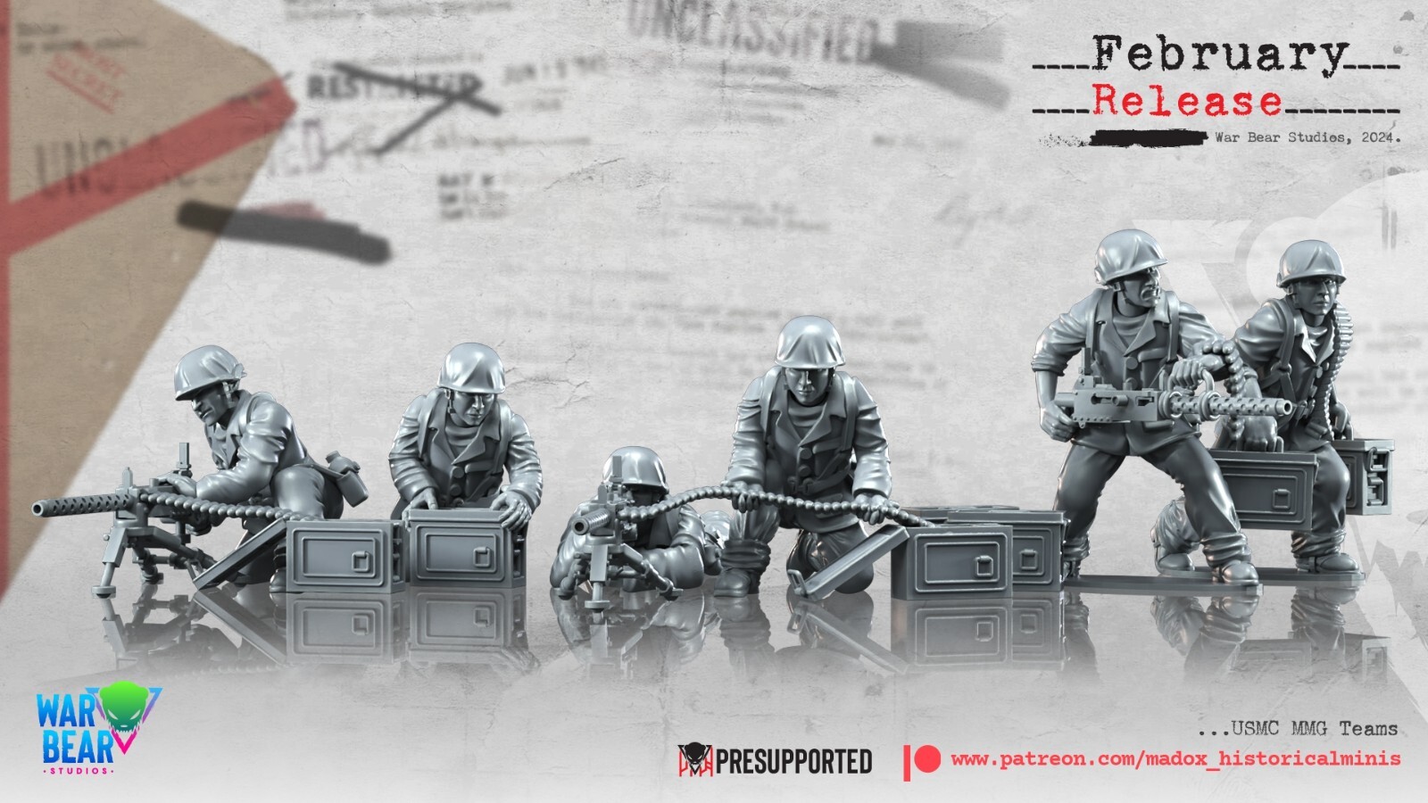 BattleCat Miniatures WW2 US Marines USMC MMG Teams Bolt Action Pacific 28mm 35mm