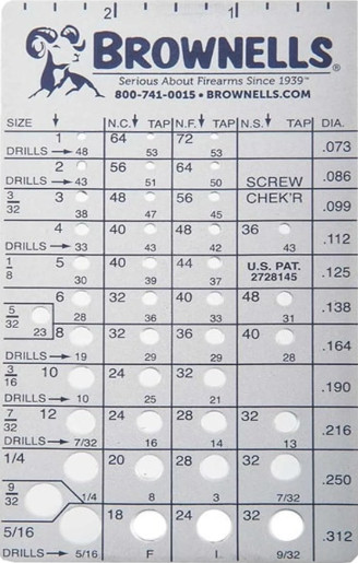 Brownells Screw Chek’r Thread Identifier Gauge Metric or U.S. Screw Checker Tool