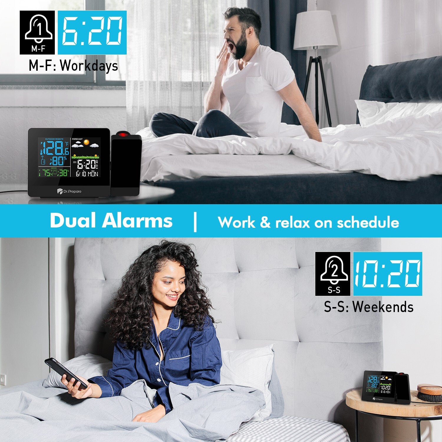 DR.PREPARE Projection Alarm Clock 003 Digital Clock Projector