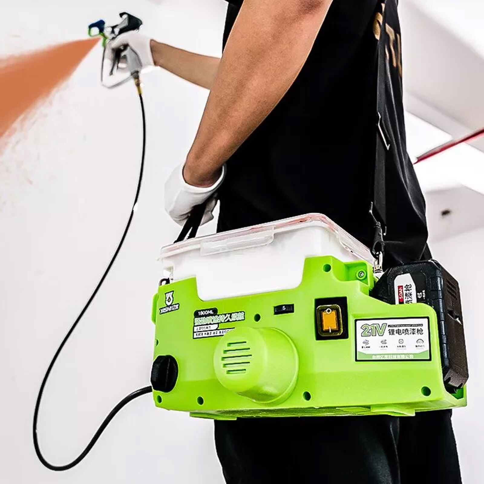 High Pressure Airless Sprayer Backpack Latex Paint Sprayer Gun with Battery