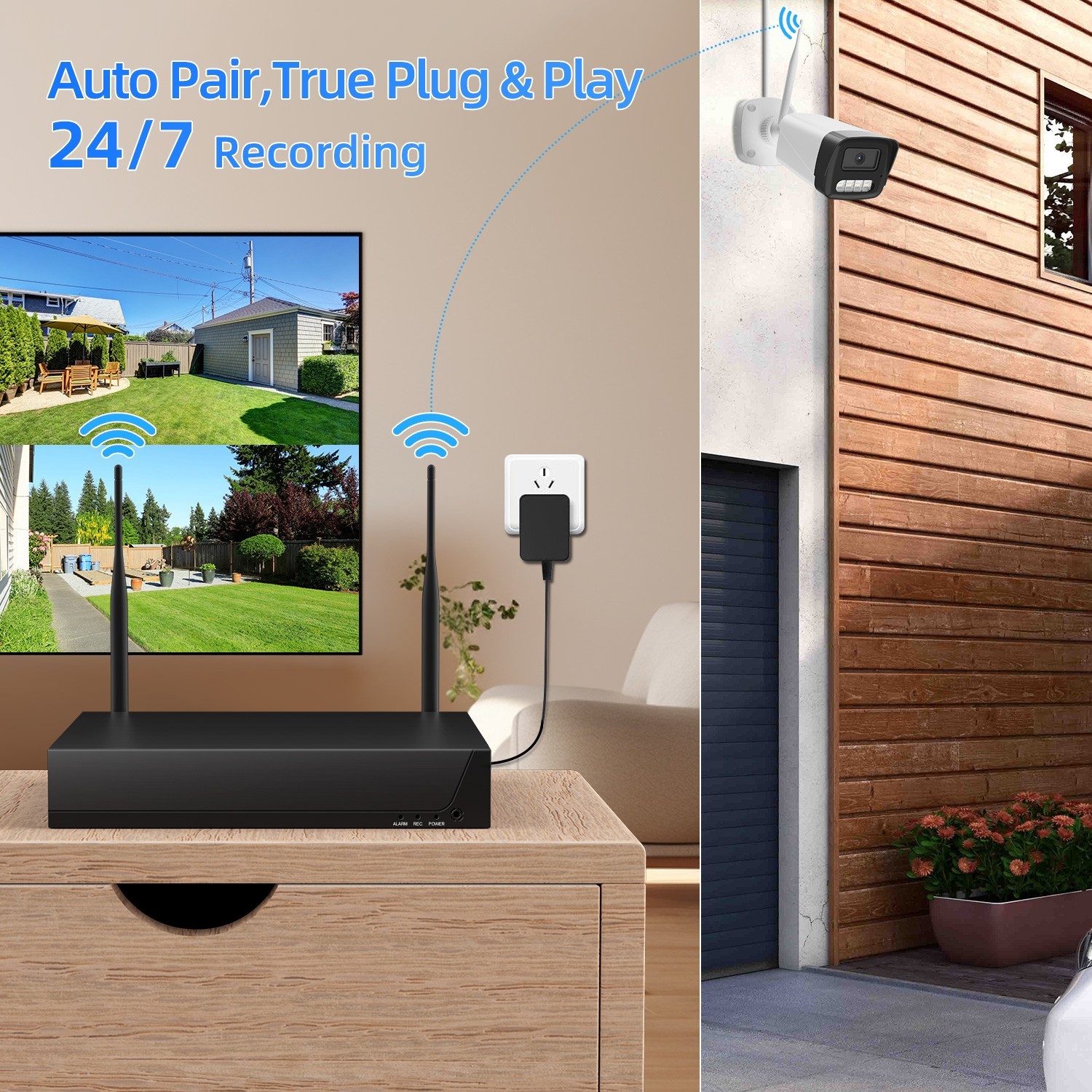 Wireless 10CH NVR 3MP WIFI Security Camera System 2 Way Audio AI Detection