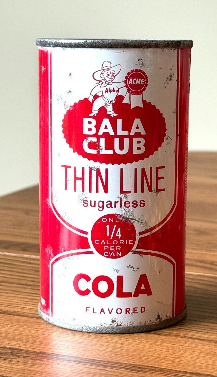 *Rare* Bala Club Thin Line Cola Soda Flat Top Soda Can--Pre-Zip Code