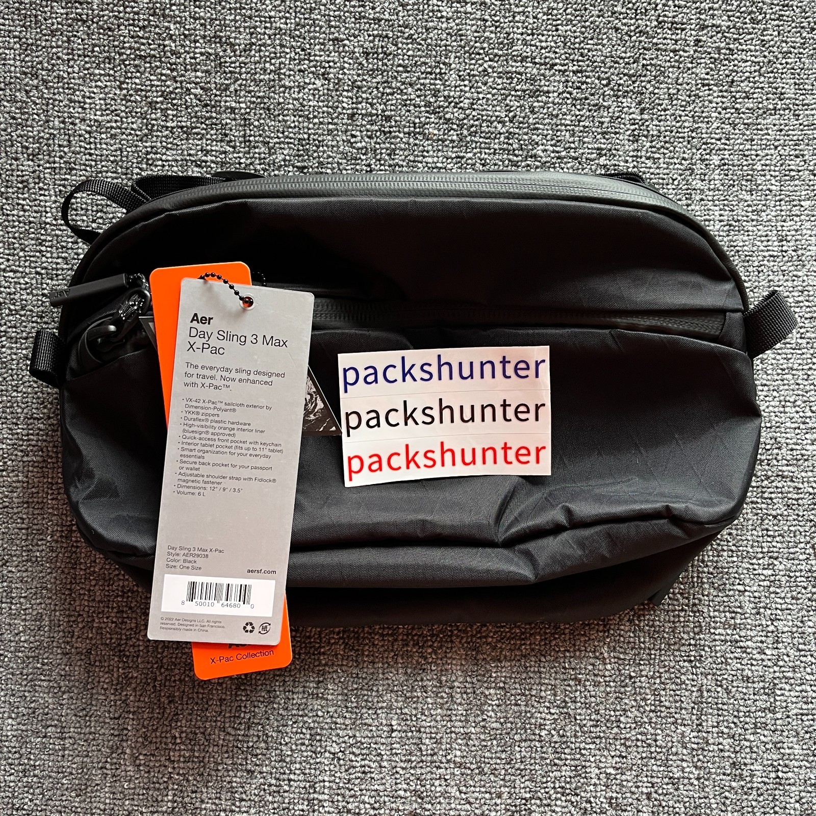 Aer Day Sling 3 Max X-Pac Black EDC Travel Sling Bag 6L  Photos of Actual Item!