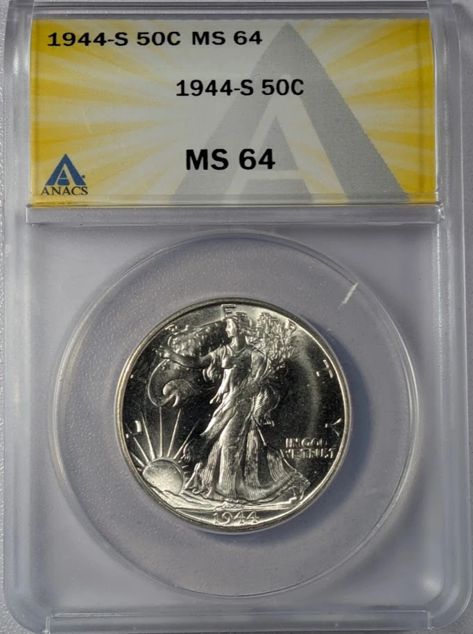 1944 S Half Dollars Liberty Walking ANACS MS-64