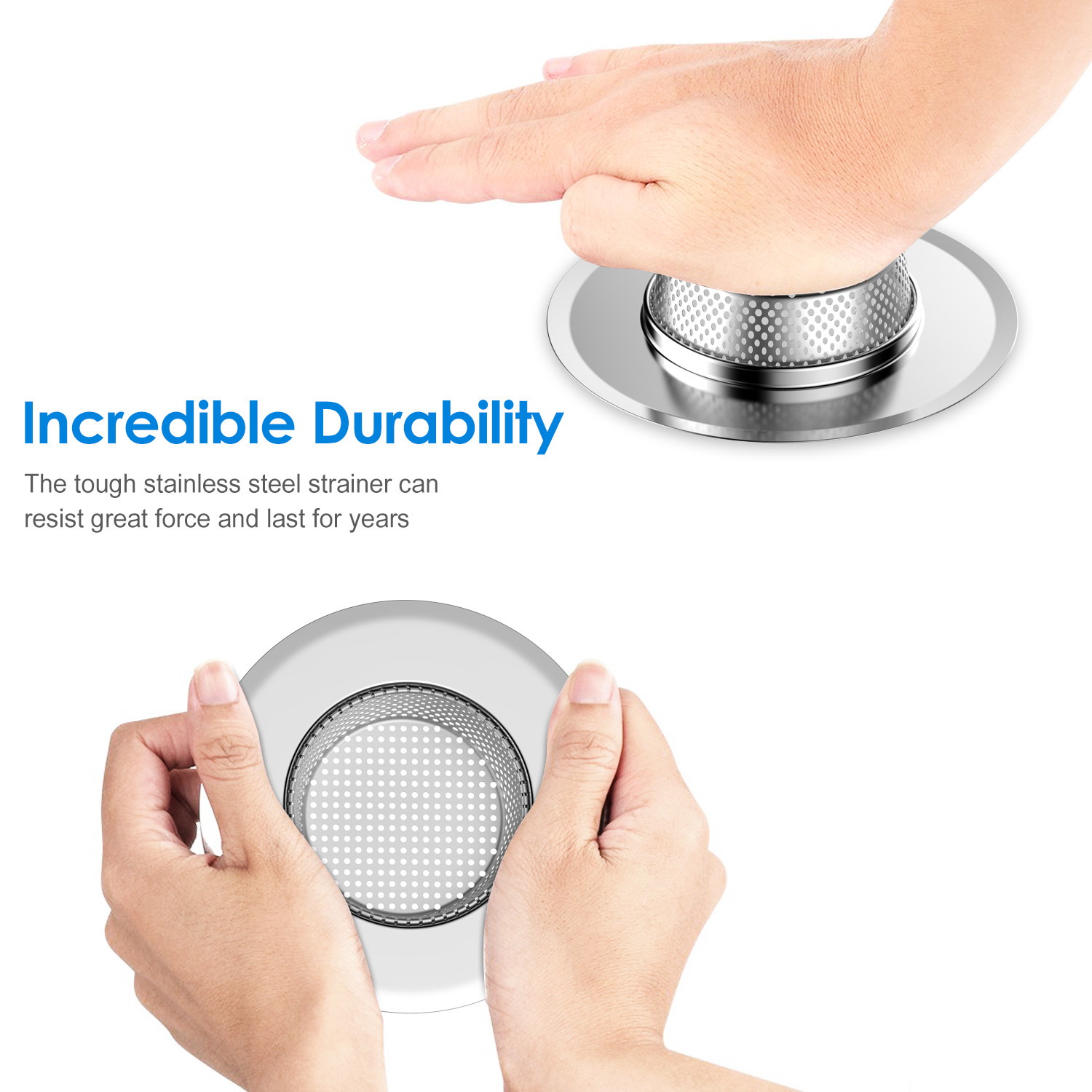 Helect 3-Pack Kitchen Sink Strainer Stainless Steel Drain Filter Strainer