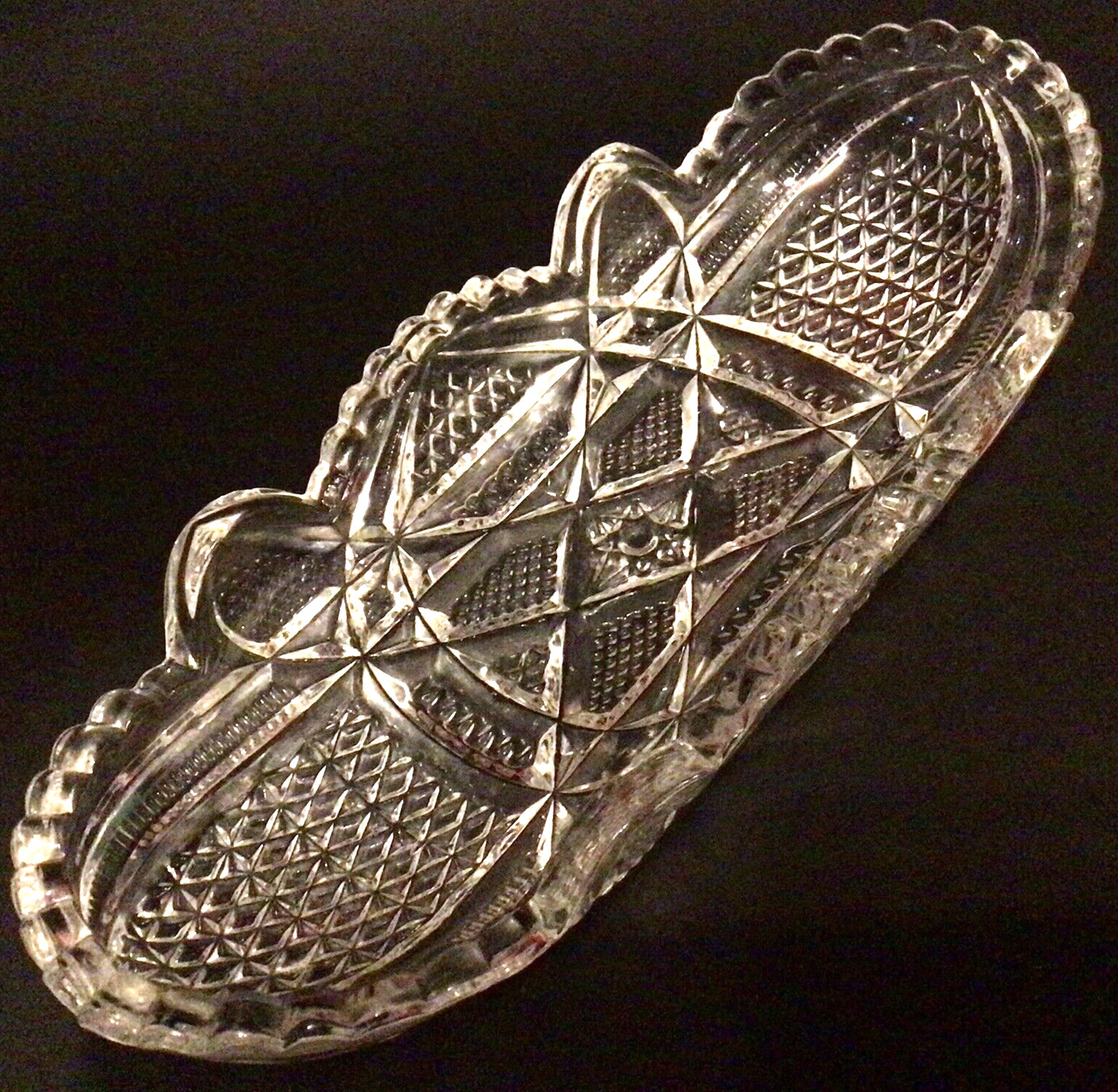 EAPG CELERY TRAY UNITED STATES GLASS CO 11" PENNSYLVANIA NO 15048 ANTIQUE 1897