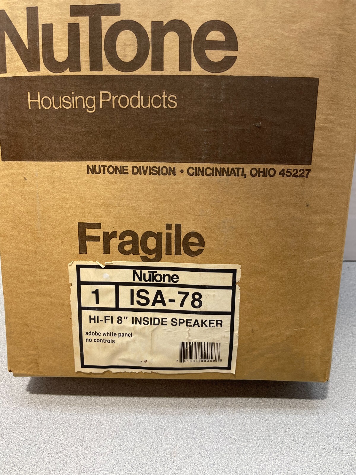 Nutone ISA-78 HI-FI 8" Inside Speaker No Controls Adobe White NOS