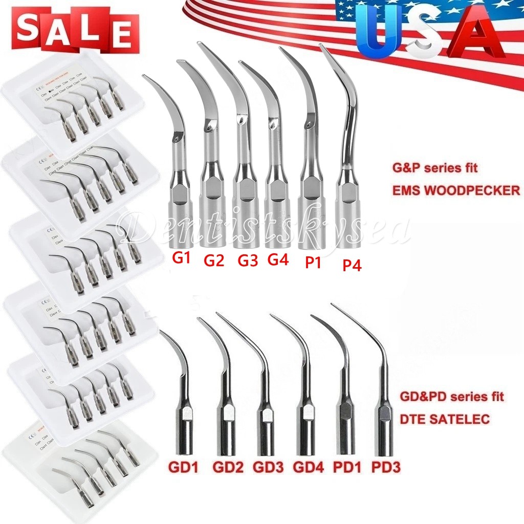 5pcs Dental Ultrasonic Scaler Scaling Perio Tips Fit SKYSEA EMS/DTE SATELEC