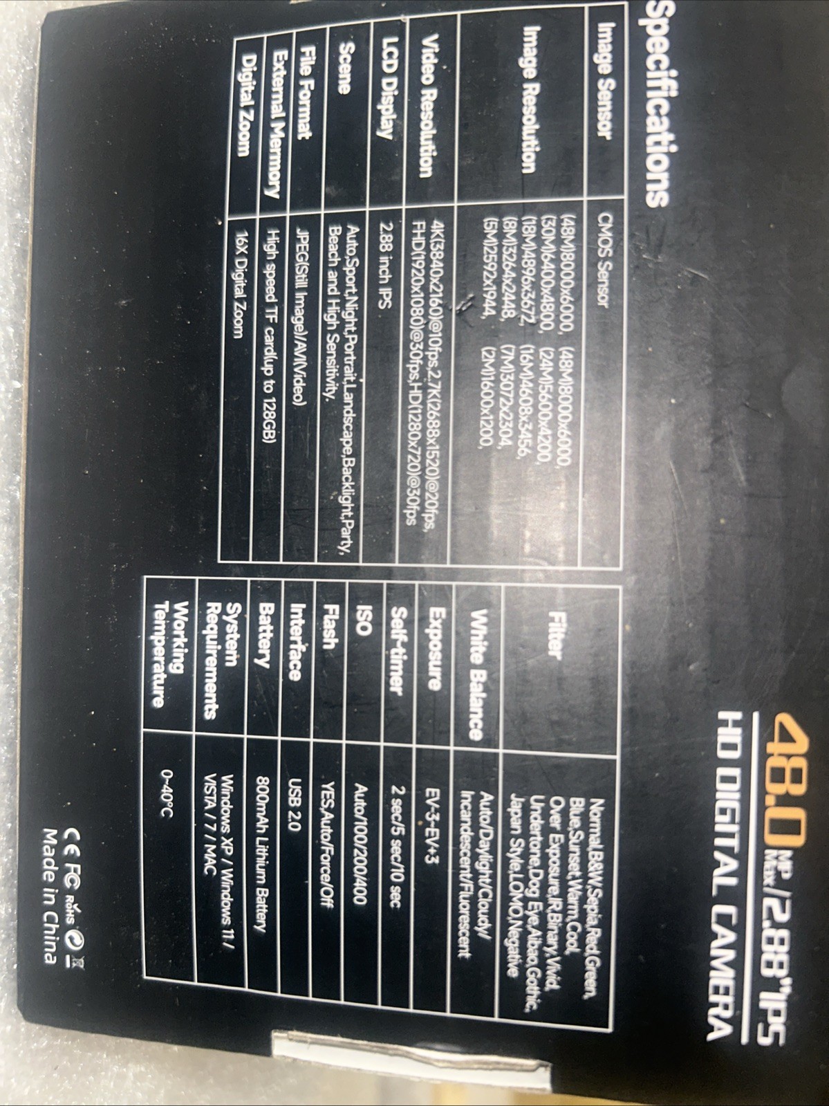 HD Digital camra 48.0 2.88"ips ( Gold)
