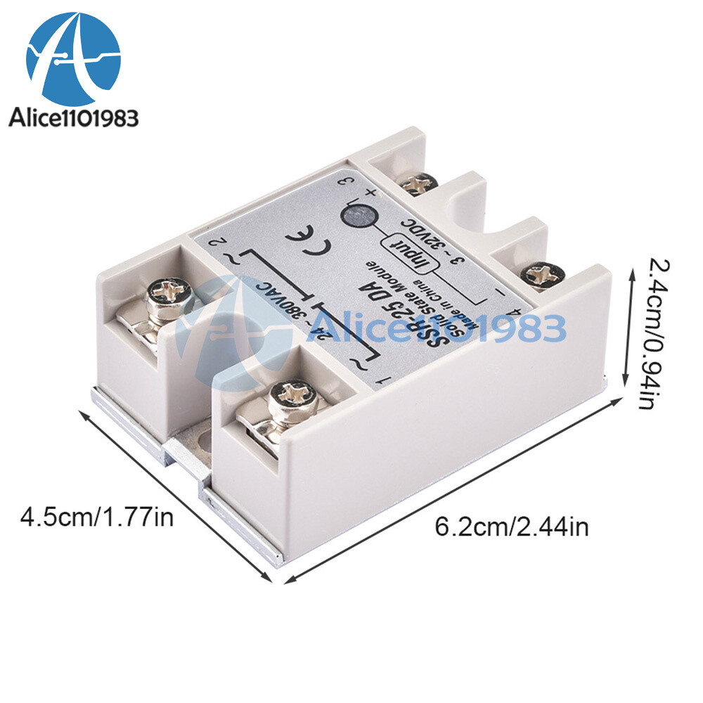 Output 24V-380V 25A SSR-25 DA Solid State Relay For PID Temperature Controller