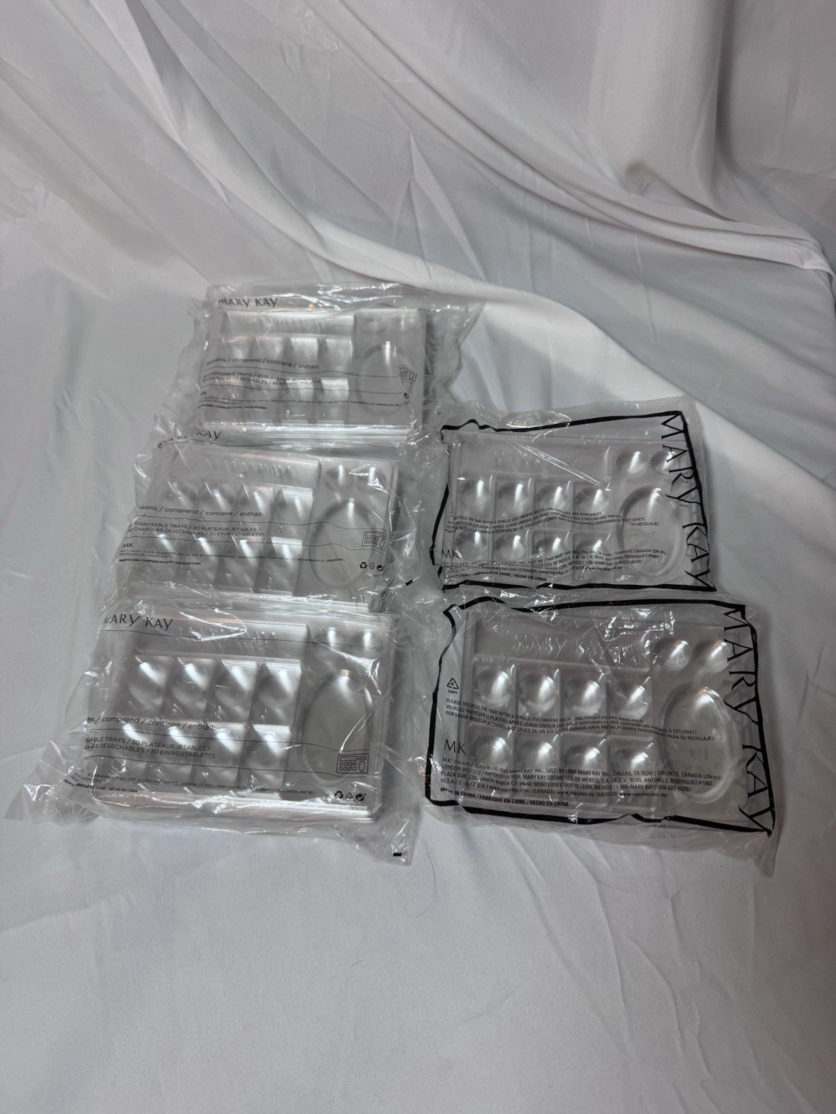 Lot Of 5 Mary Kay Clear Disposable Single Use Plastic Palette Sample Tray Packs