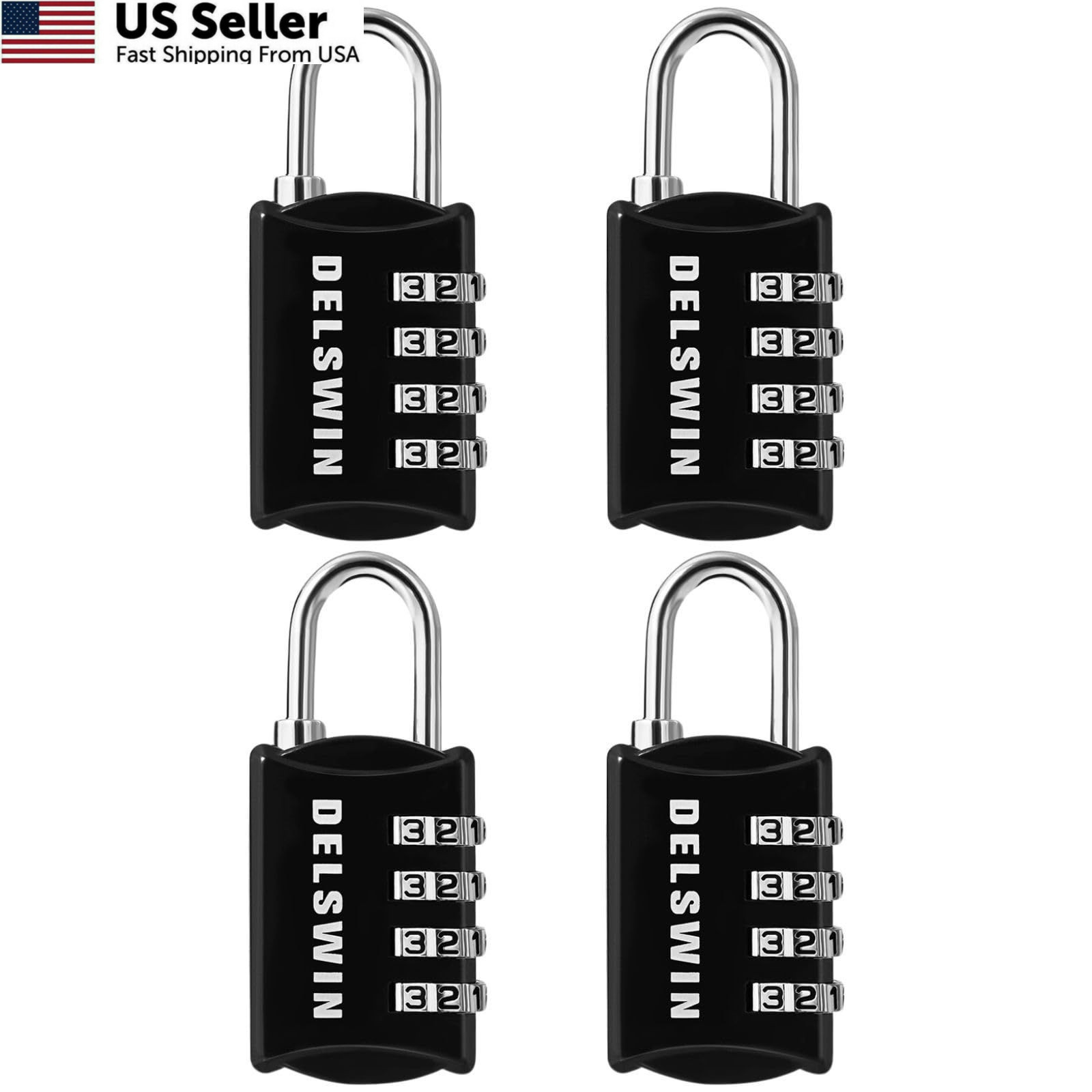 Small Combination Lock for Locker 4 Digit Mini Combo Padlock Luggage Pack of 4