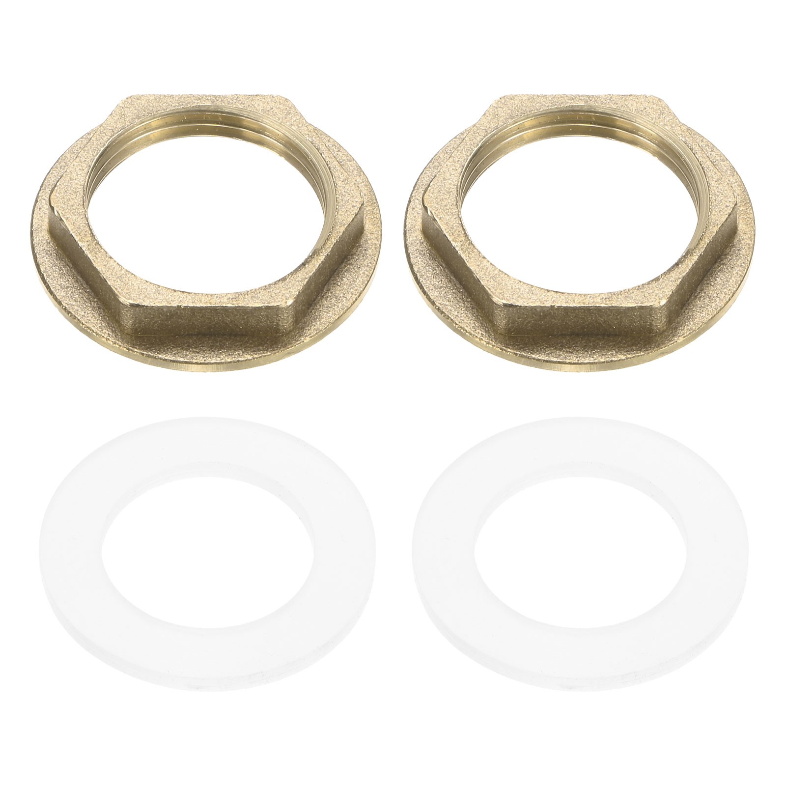 2 Pcs Brass G 3/4" Pipe Fitting Flange Hex Locknuts with Washer