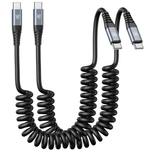 USB C to C Cable 3ft 2Pack Coiled USB C Charger Cable for Car Type C 3FT Black