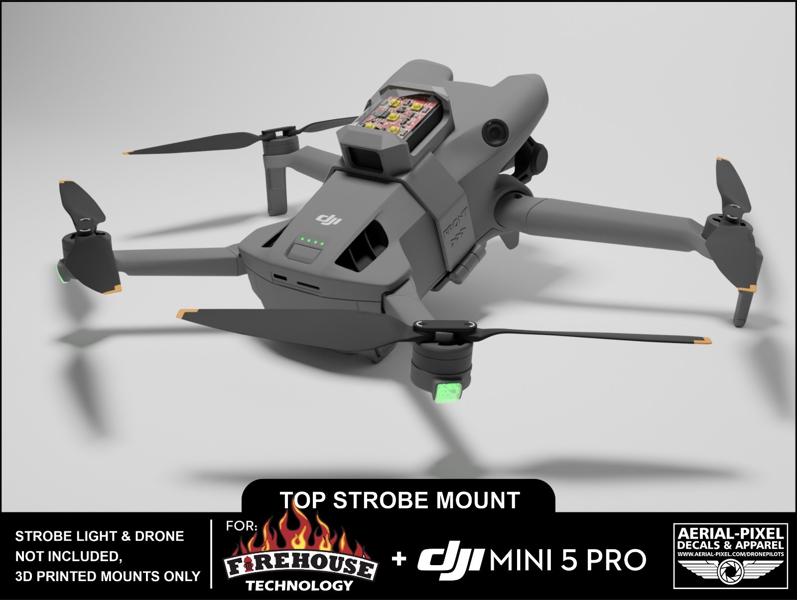 DJI Mini 5 Pro Top Strobe Light Mount for Firehouse Technology ARC V and Micro