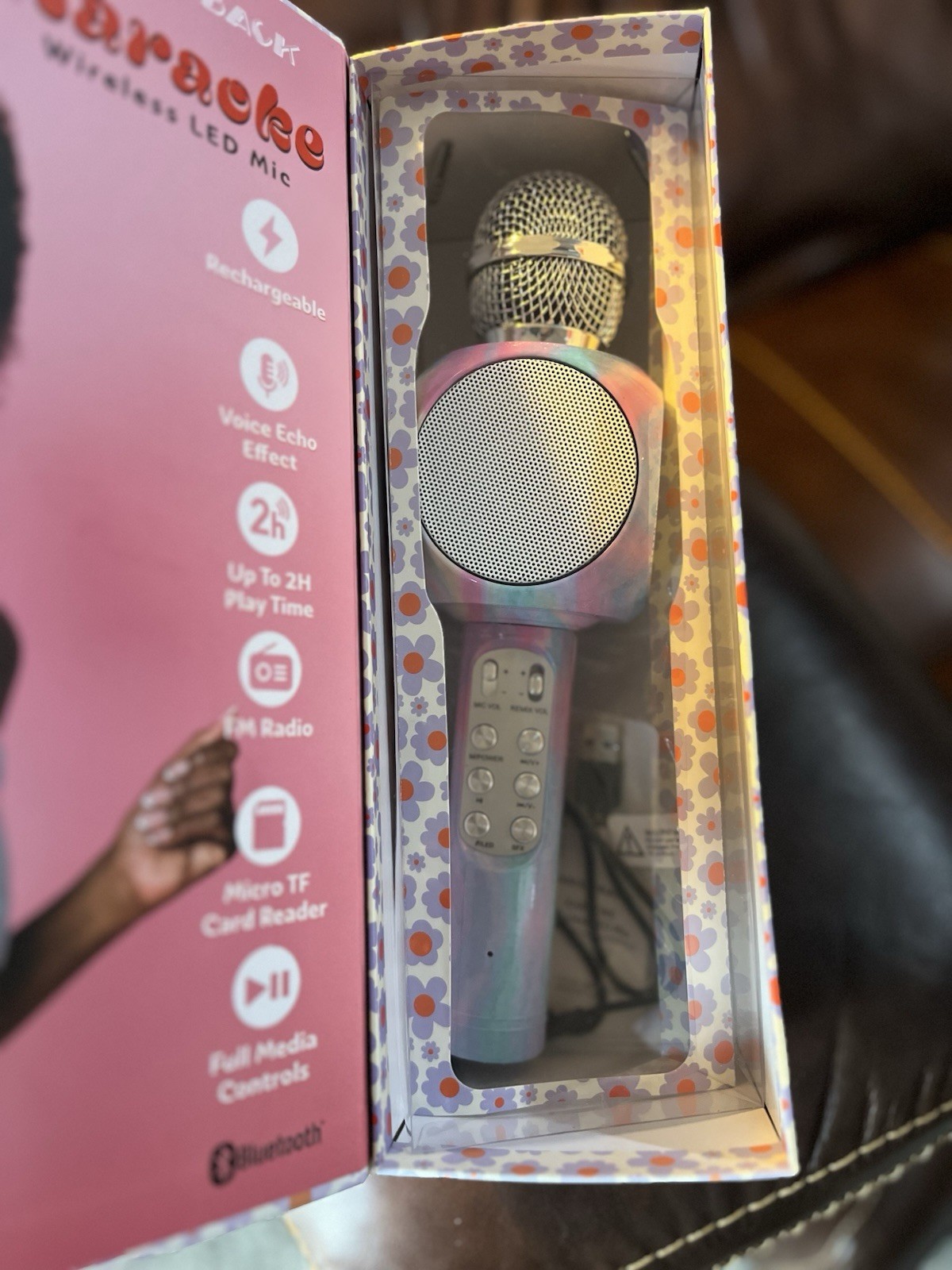 ThrowBack Karaoke Wireless LED Mic Bluetooth Voice Echo Effect Built In Speaker