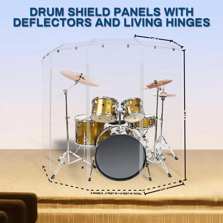 Drum Shield 2ft. x 6 ft. Panels,Clear Acrylic Drum Shield for Drum Cage,Drum Kit