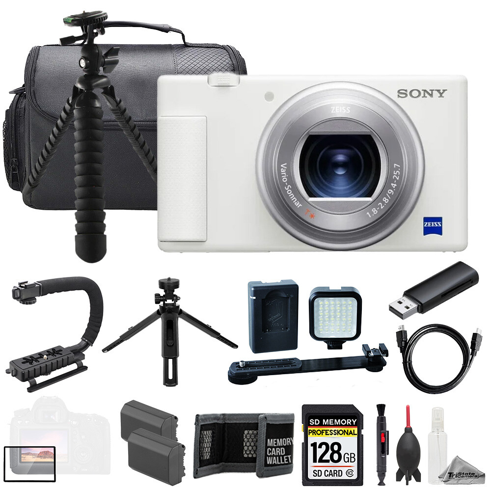 Sony ZV-1 II Digital Camera (White)  + 128GB + Ext Batt+ LED - ULTIMATE Kit