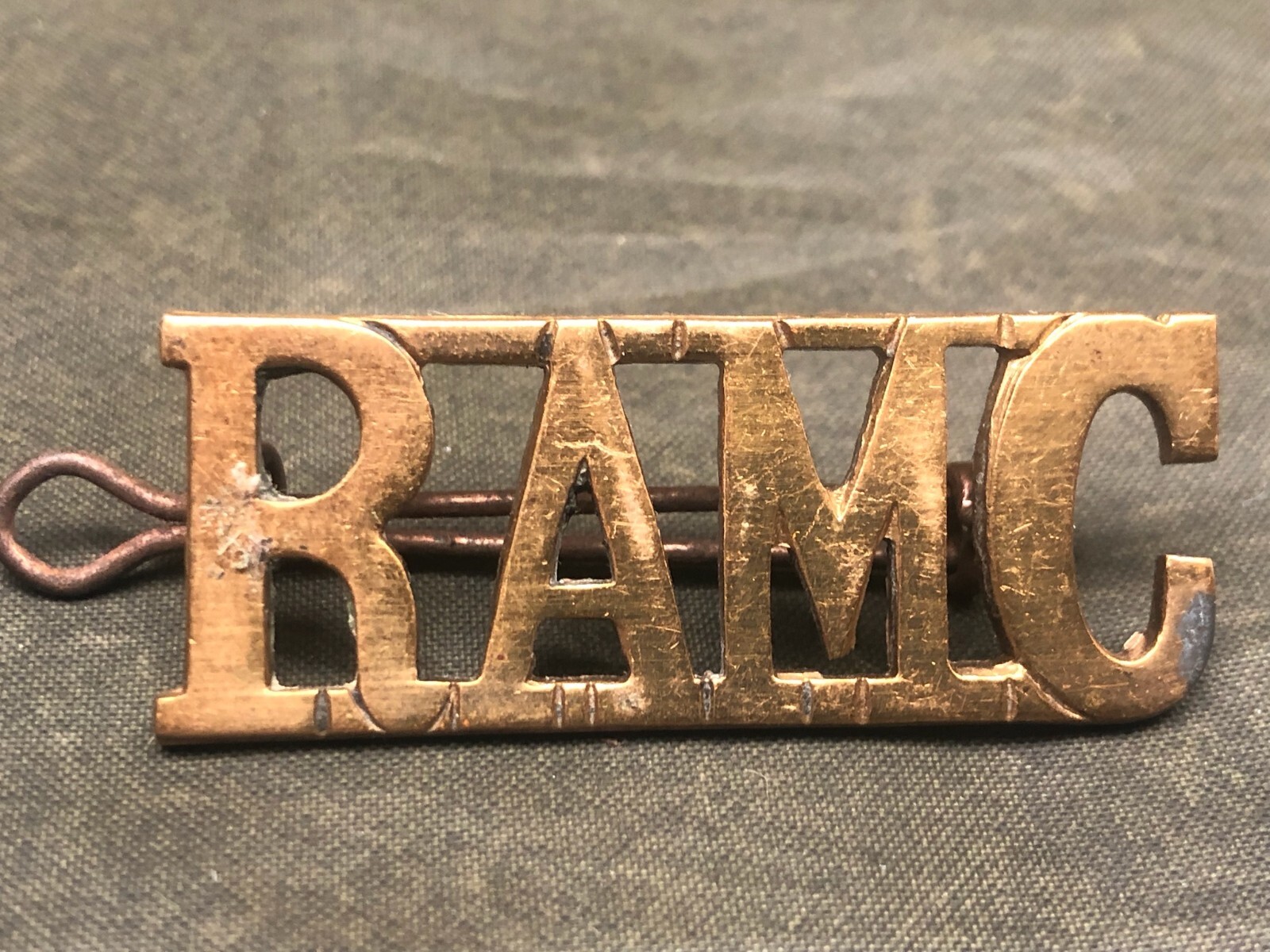 Genuine British Army Brass Shoulder Title - Royal Army Medical Corps