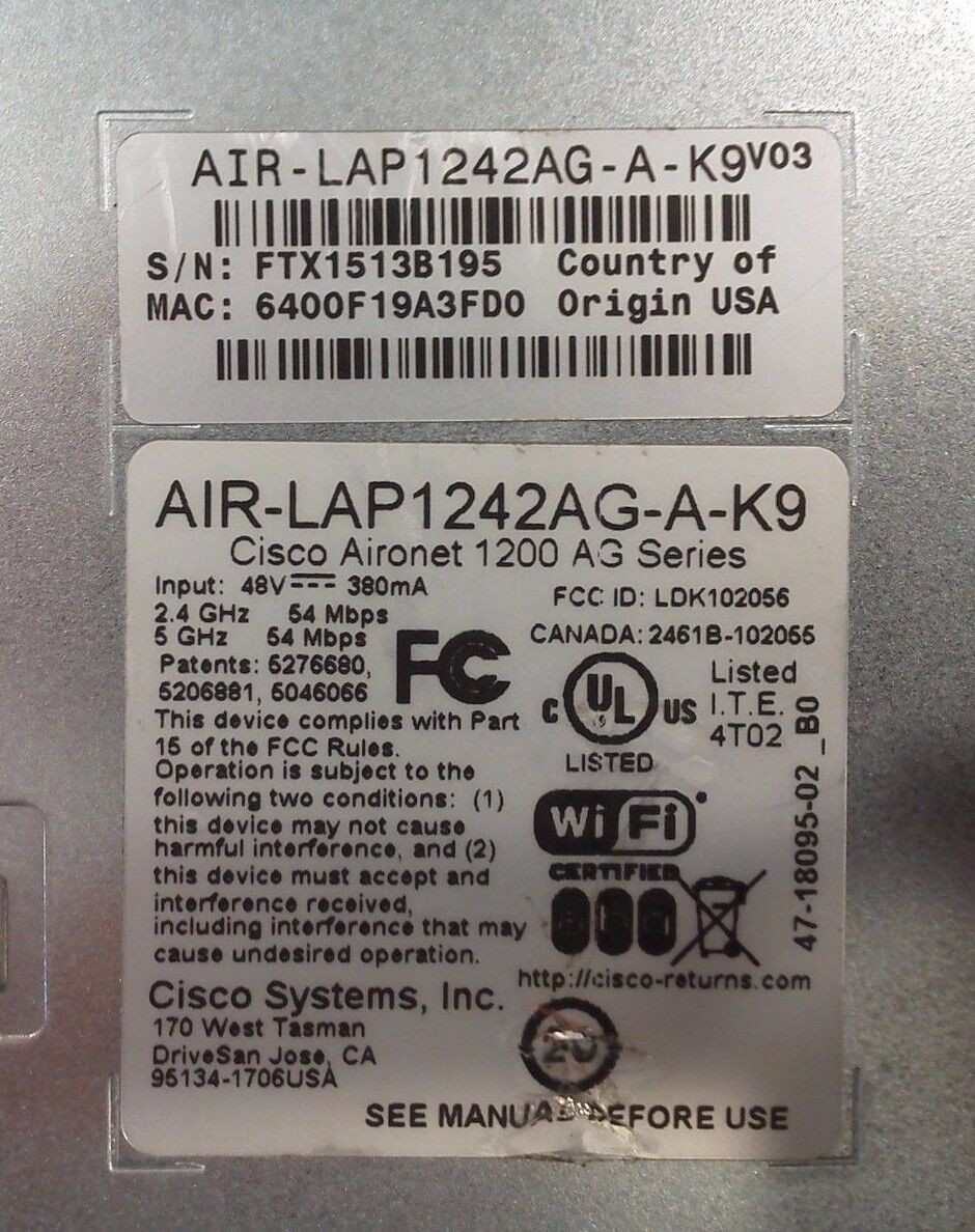 Cisco Aironet AIR-LAP1242AG-A-K9 Wireless Access Point