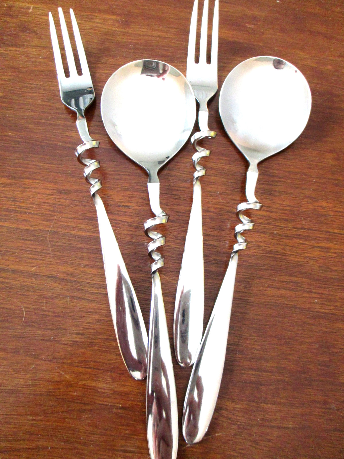 4 Pc Rare MICHELINO Italy Twirling Pasta Spaghetti Forks Spoons Stainless 18/10