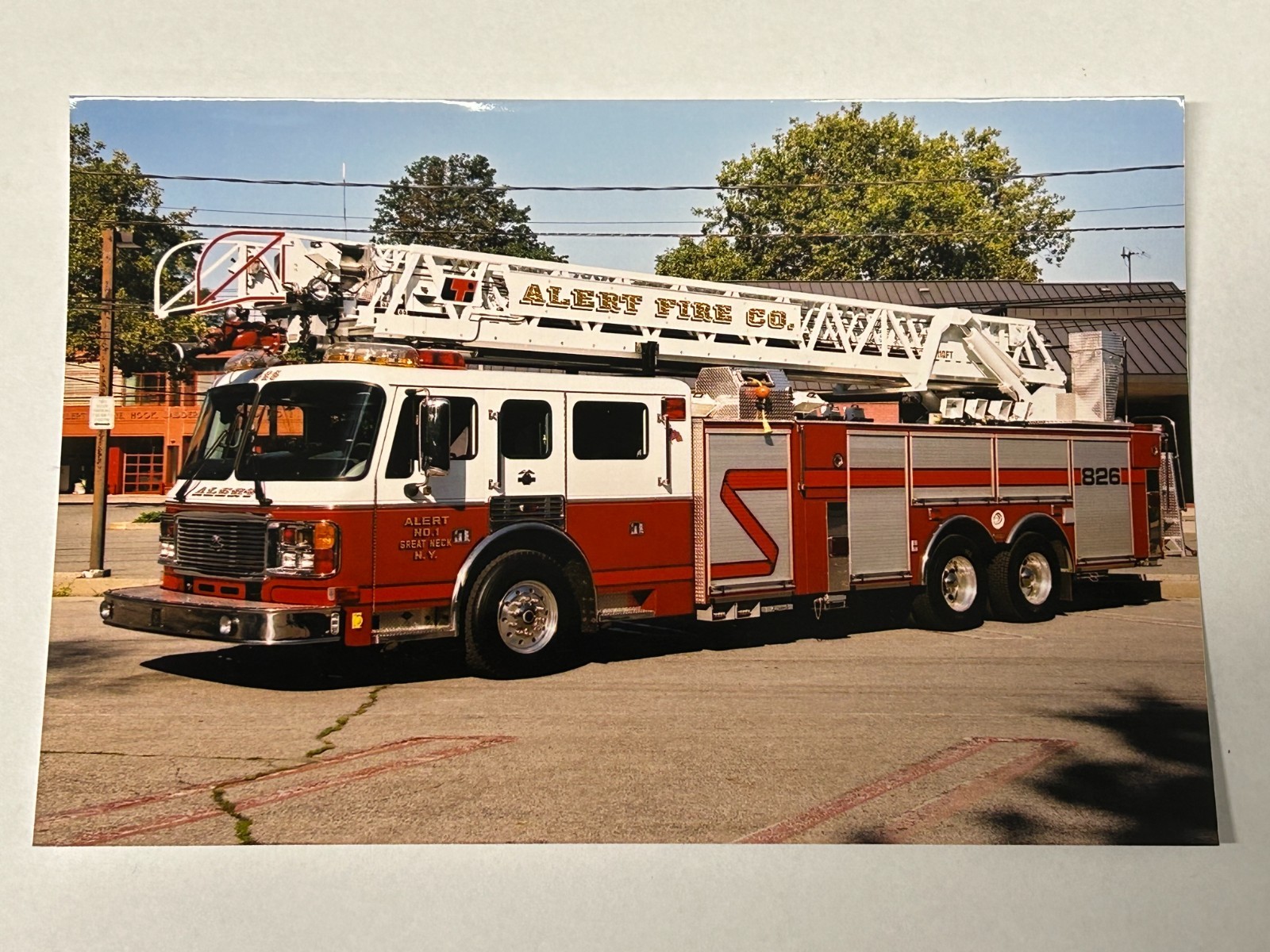 Great Neck NY 2002 American La France 110' Aerial Fire Apparatus Print A62