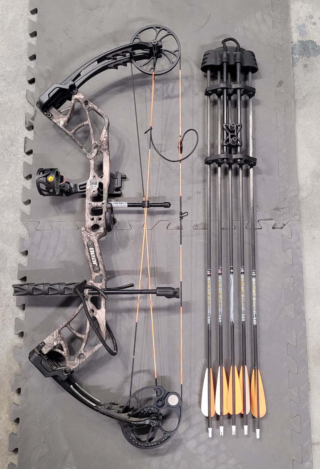 Bear Archery Species Compound Bow with Quiver/5 Blackout XS Envy 340 arrows
