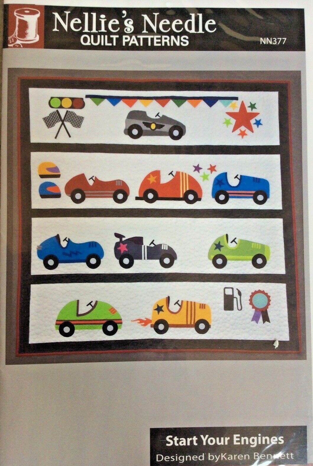 NELLIE'S NEEDLE QUILT PATTERN #NN377-START YOUR ENGINES BY KAREN BENNETT