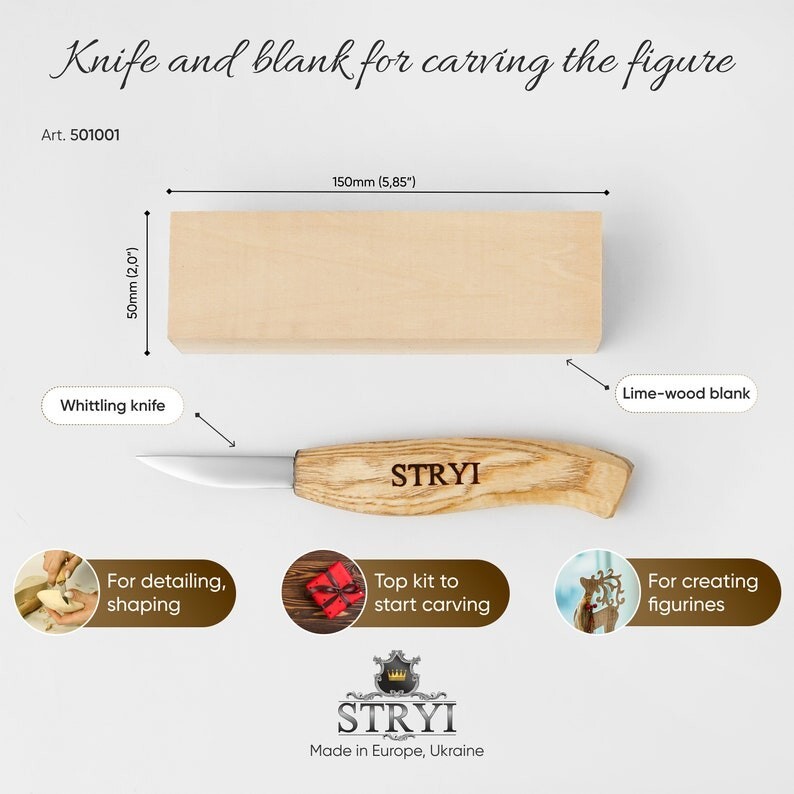 Wood forging chisel, Hand forged knife, Knives for carving, Basic carving kit