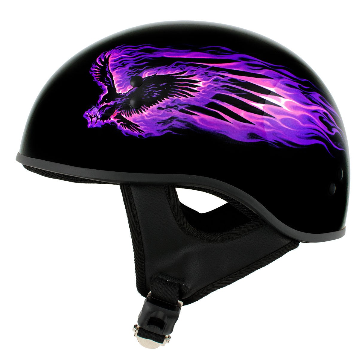 Motorcycle Helmet Hot Leathers Black Out Eagle DOT Half Helmet