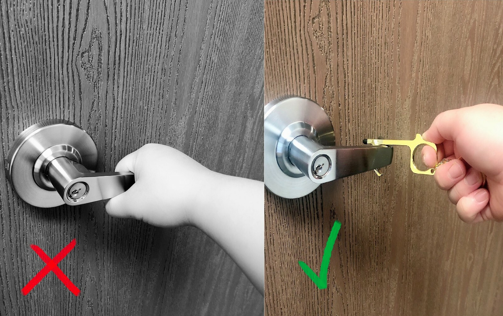 3PK - Contactless Door Opener/Button Pusher No touch tool keychain| Silver