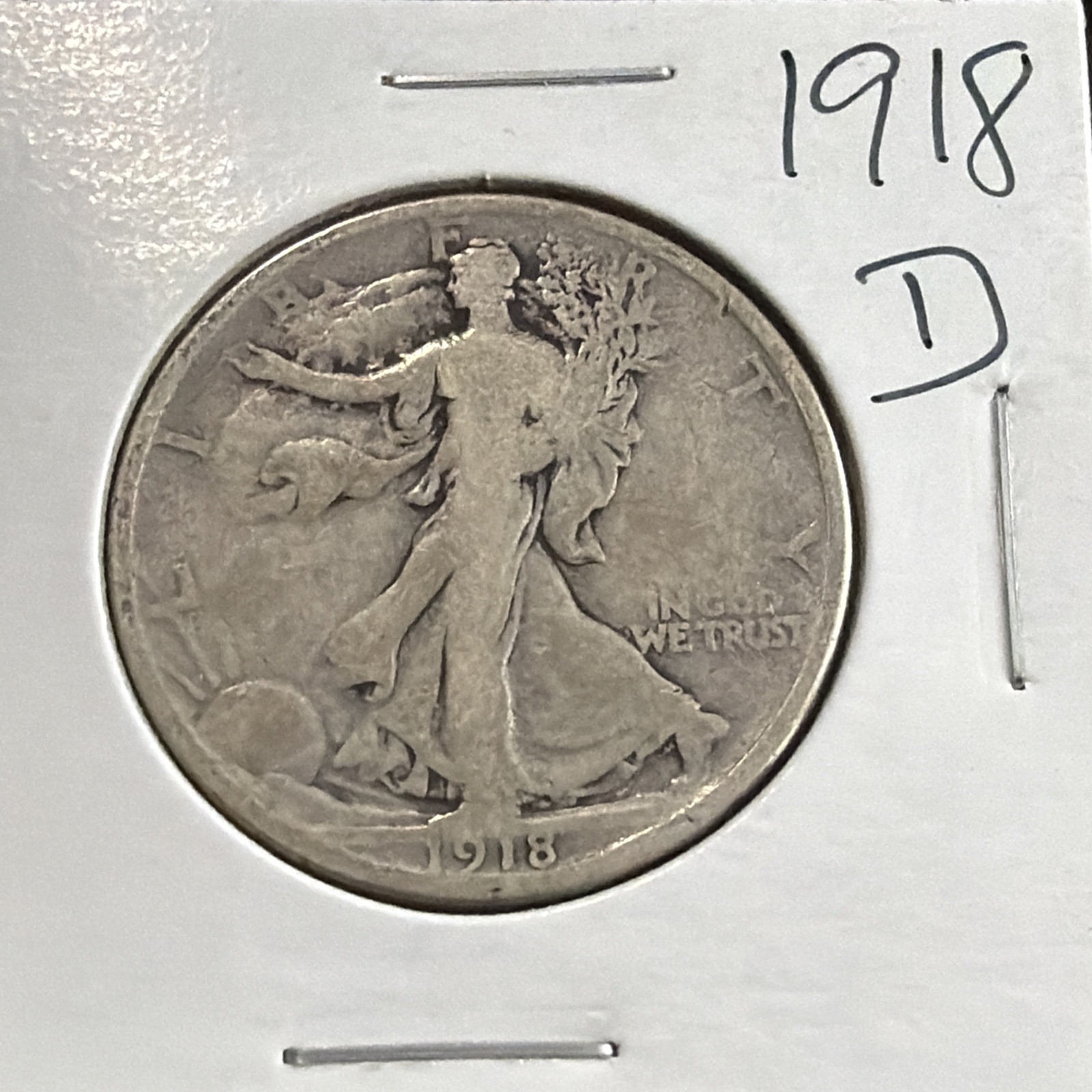 1918-D 50C Walking Liberty Half Dollar Free Shipping