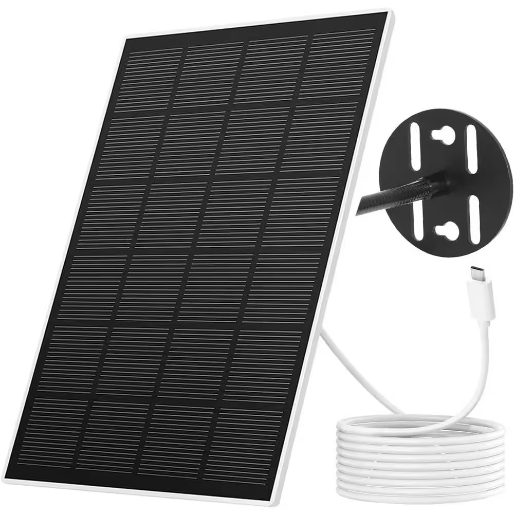 3W Solar Panel for Feeder Camera, Type-C Charger, IP65 Waterproof, 360° Swivel B
