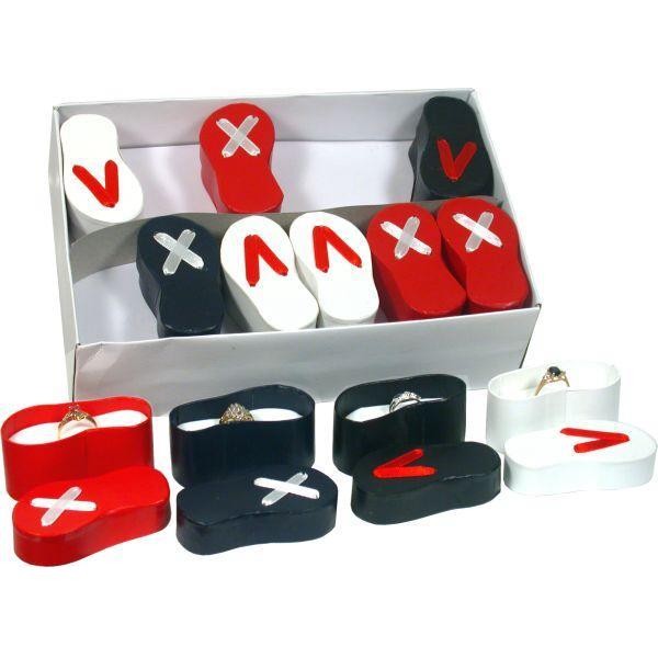 24 Assorted Shoe Sandal Flip Flop Shaped Ring Gift Boxes Jewelry Displays
