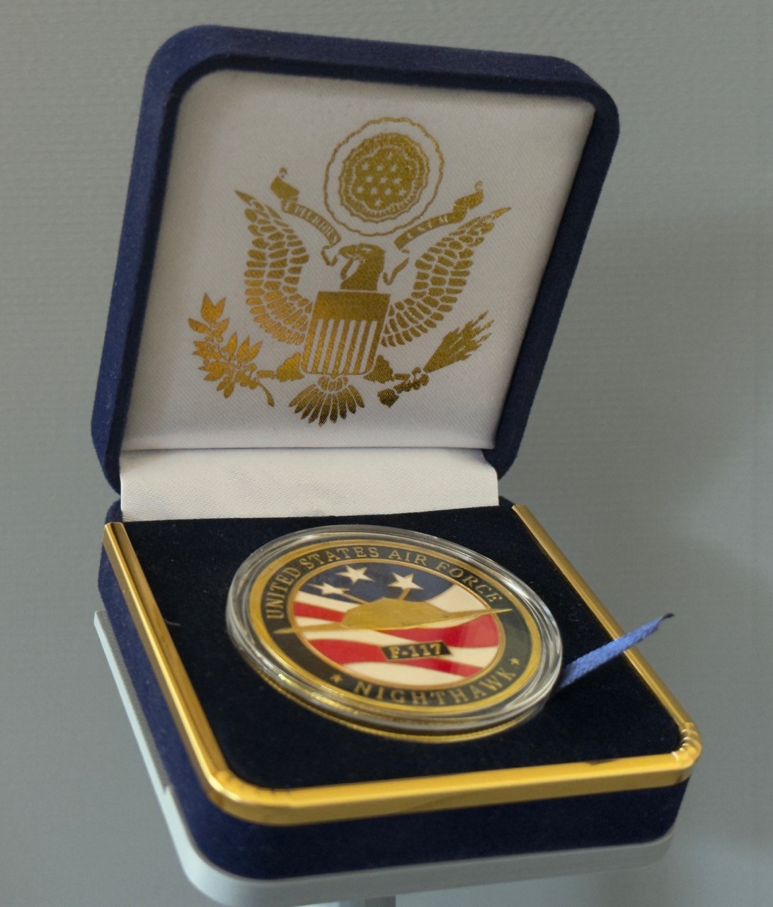 U.S. Airforce F-117 Nighthawk Challenge Coin in Velvet Case