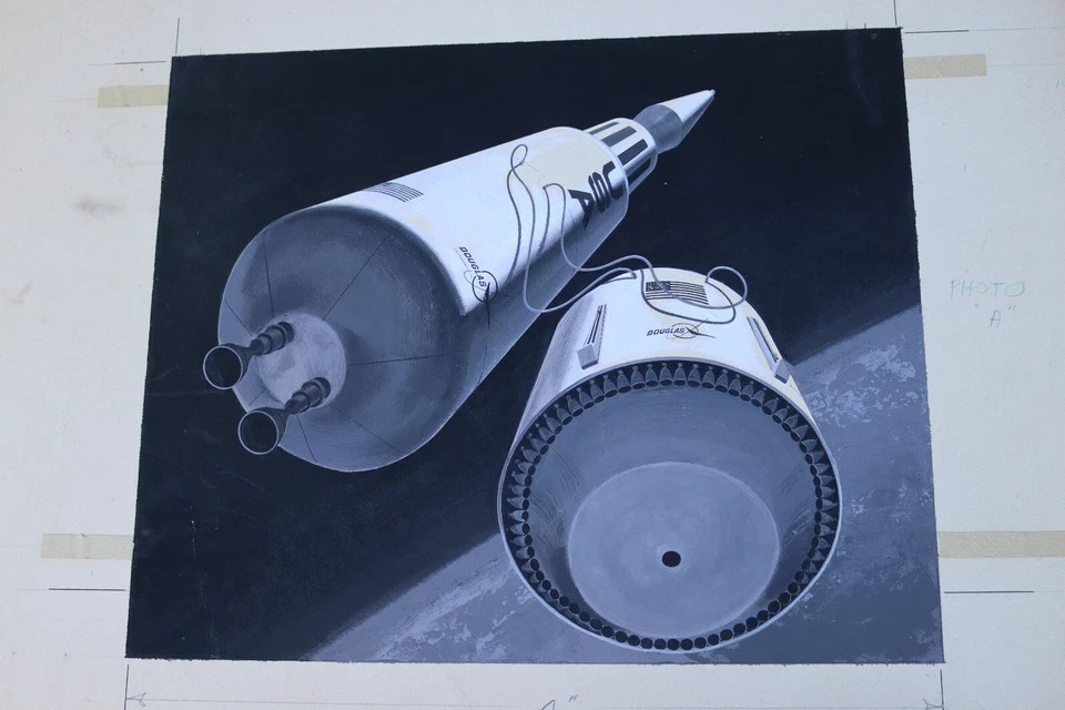 RARE 1964 Douglas Aircraft Co. Space Spacecraft Station Rocket Concept Art NASA