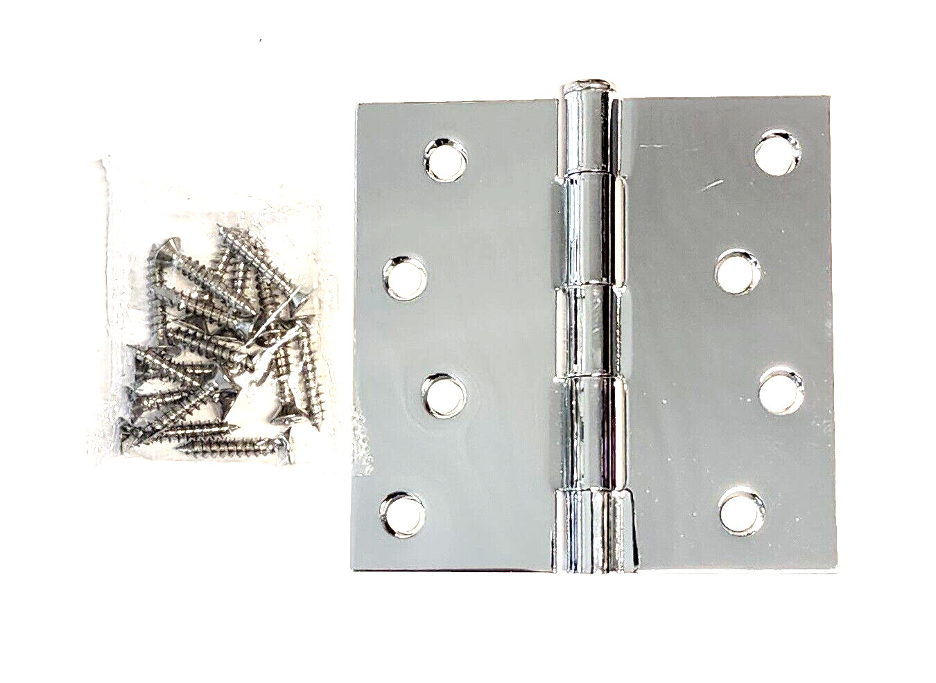 DOOR HINGES MIRROR  POLISHED CHROME  4"X 4" SET OF 2