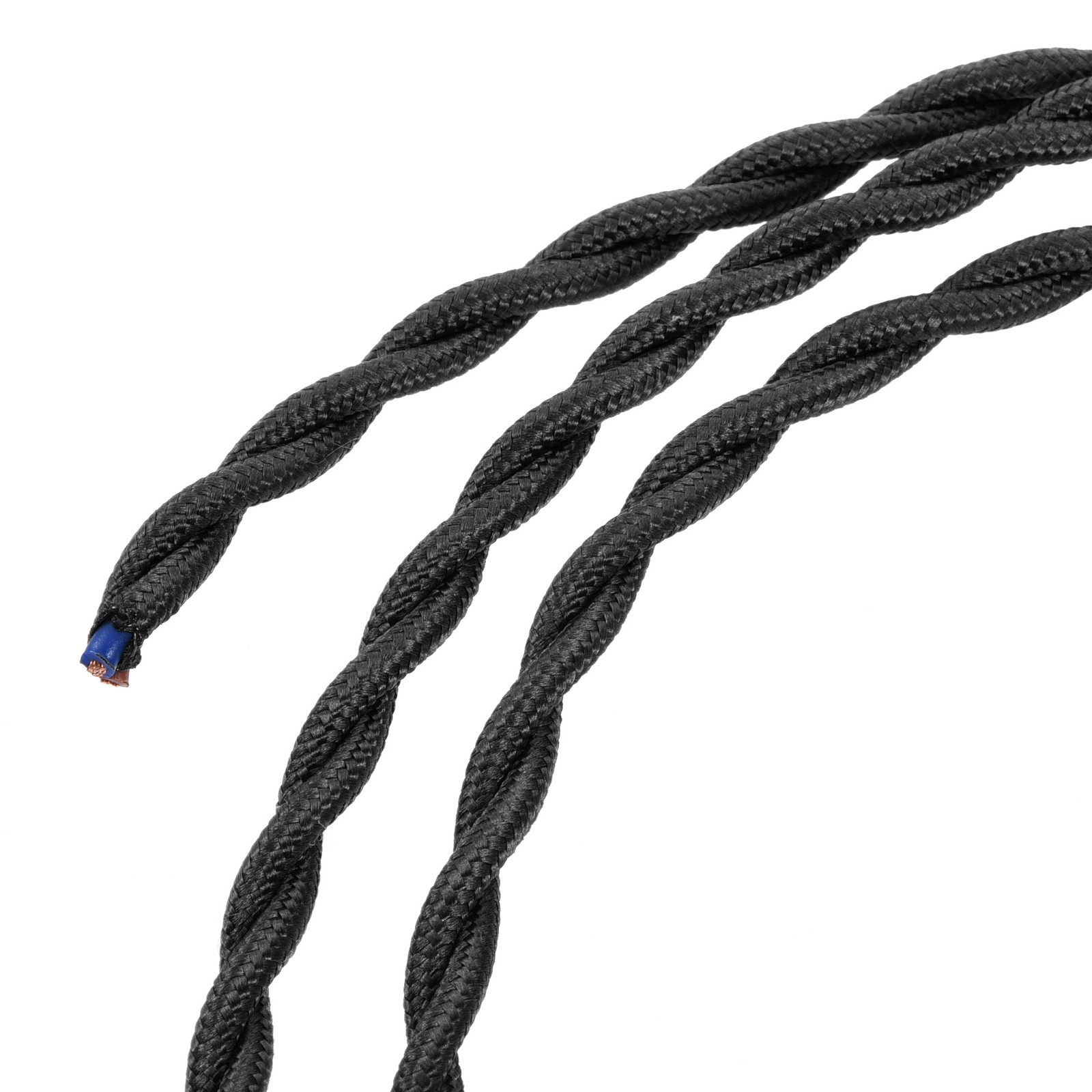Twisted Cloth Covered Electrical Wire Vintage 2 Core 18AWG 3 Meters, Black