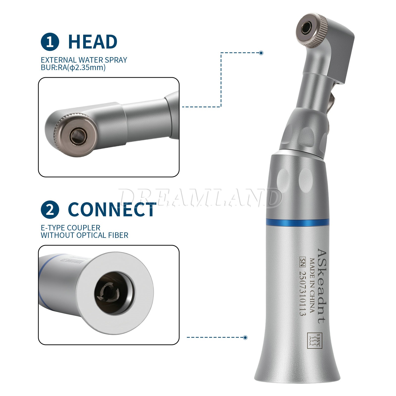 NSK Style Dental Push button / Latch Head Contra Angle Handpiece Slow Low Speed
