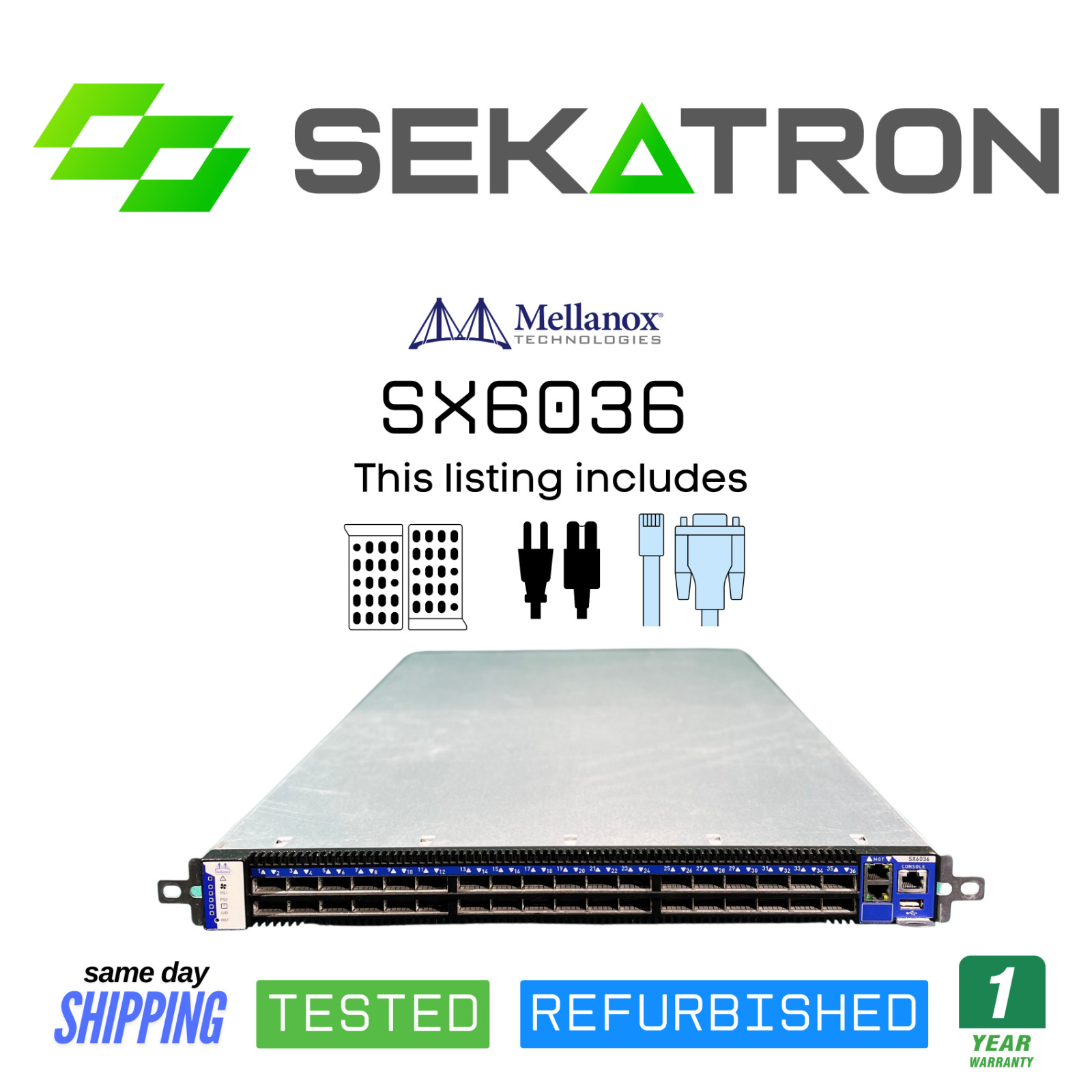 ♻️ Mellanox SX6036 36 Port 40GB Homelab Switch Dual PSU w/ MLNX-OS⚡Fast Ship