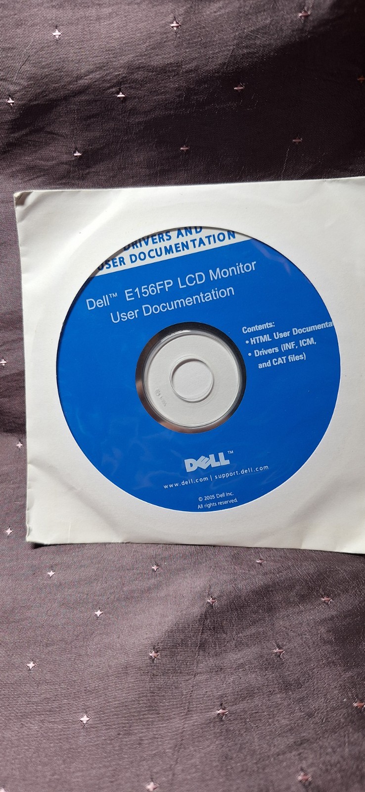 Application Backup: Dell Installed Programs Software CD. E156FP